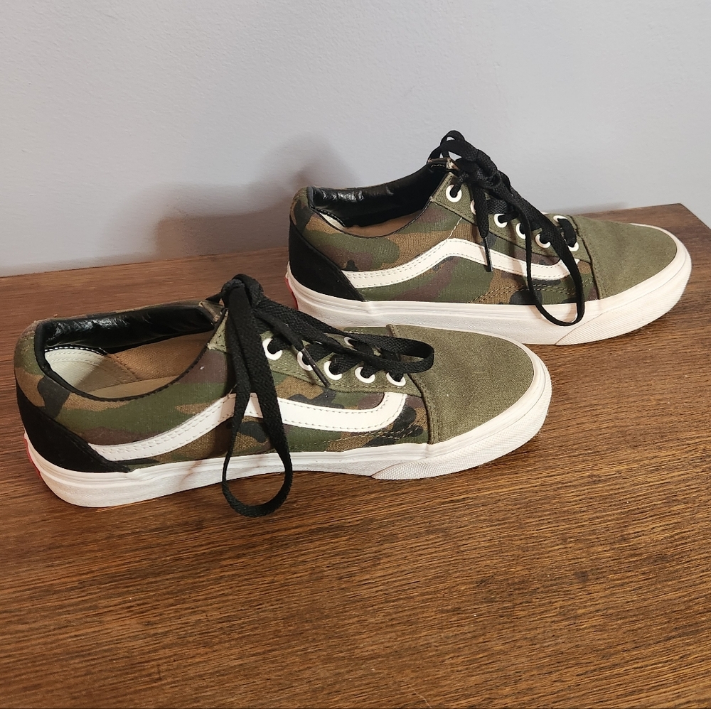 Vans Customs Woodland Camo Old Skool Sneaker Womens Size 7.5 Mens Size 6 Black L